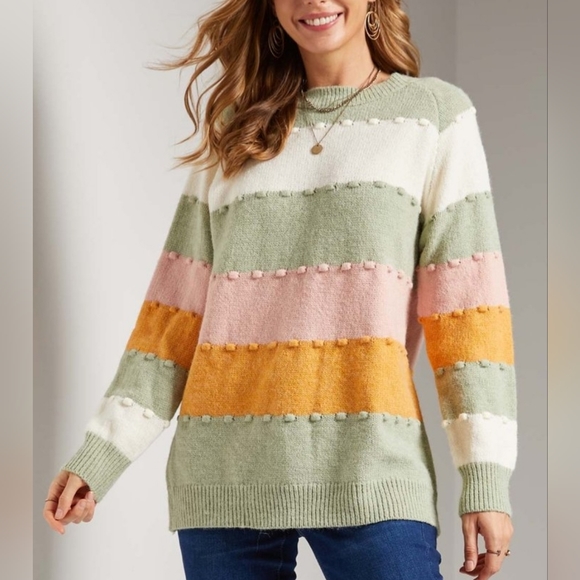 Suzanne Betro Sweaters - Colorful Striped Women's Sweater